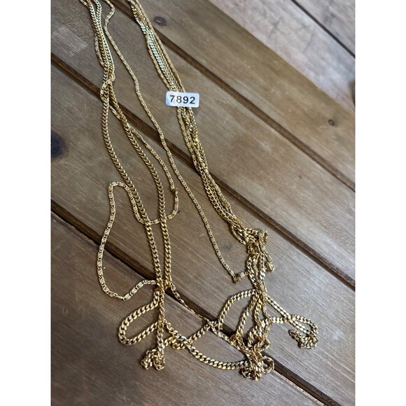 Vintage Gold-Tone Multi-Strand Chain Necklace With Decorative Clasp - Picture 2 of 13